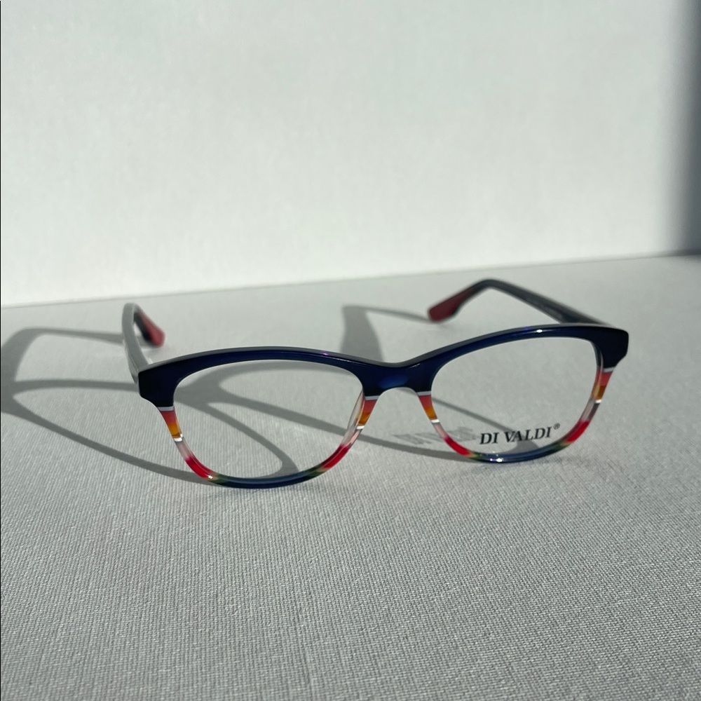 New Di Valdi Women's Navy and Red Glasses DVO 8032 Size: 50-17-140